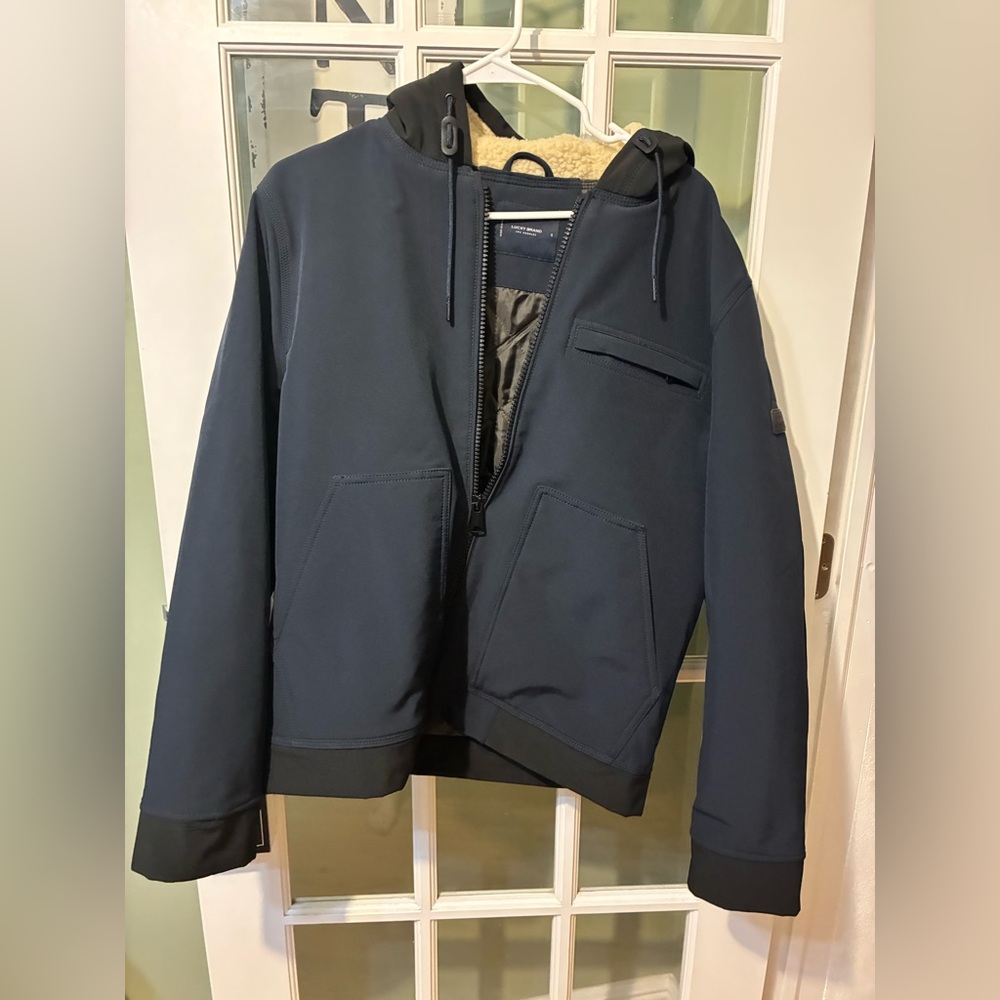 Men's Black Jacket. Lucky Brand Men’s Jacket W Hood Sz Small